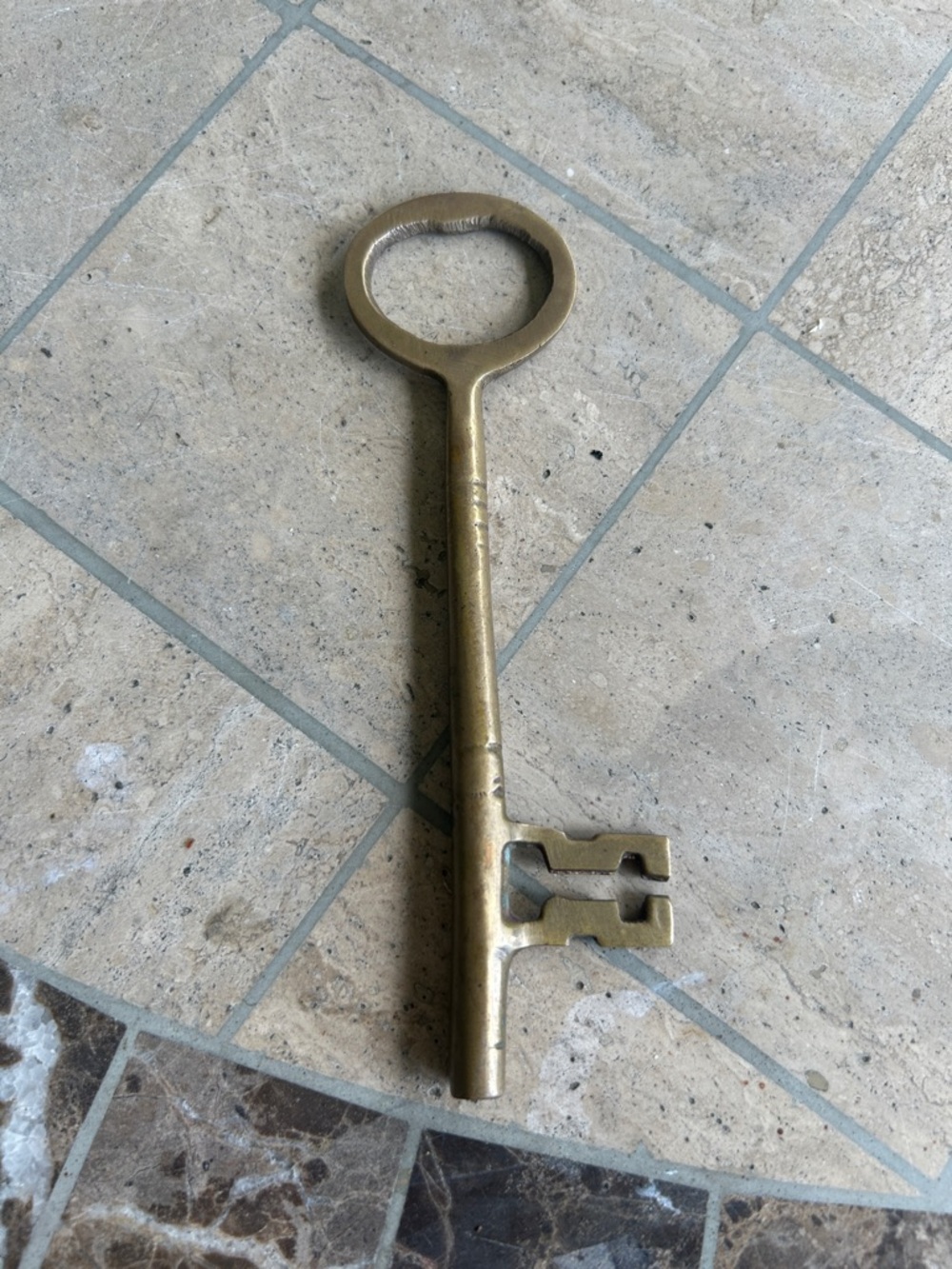 Large Decorative Vintage-Style Brass Key